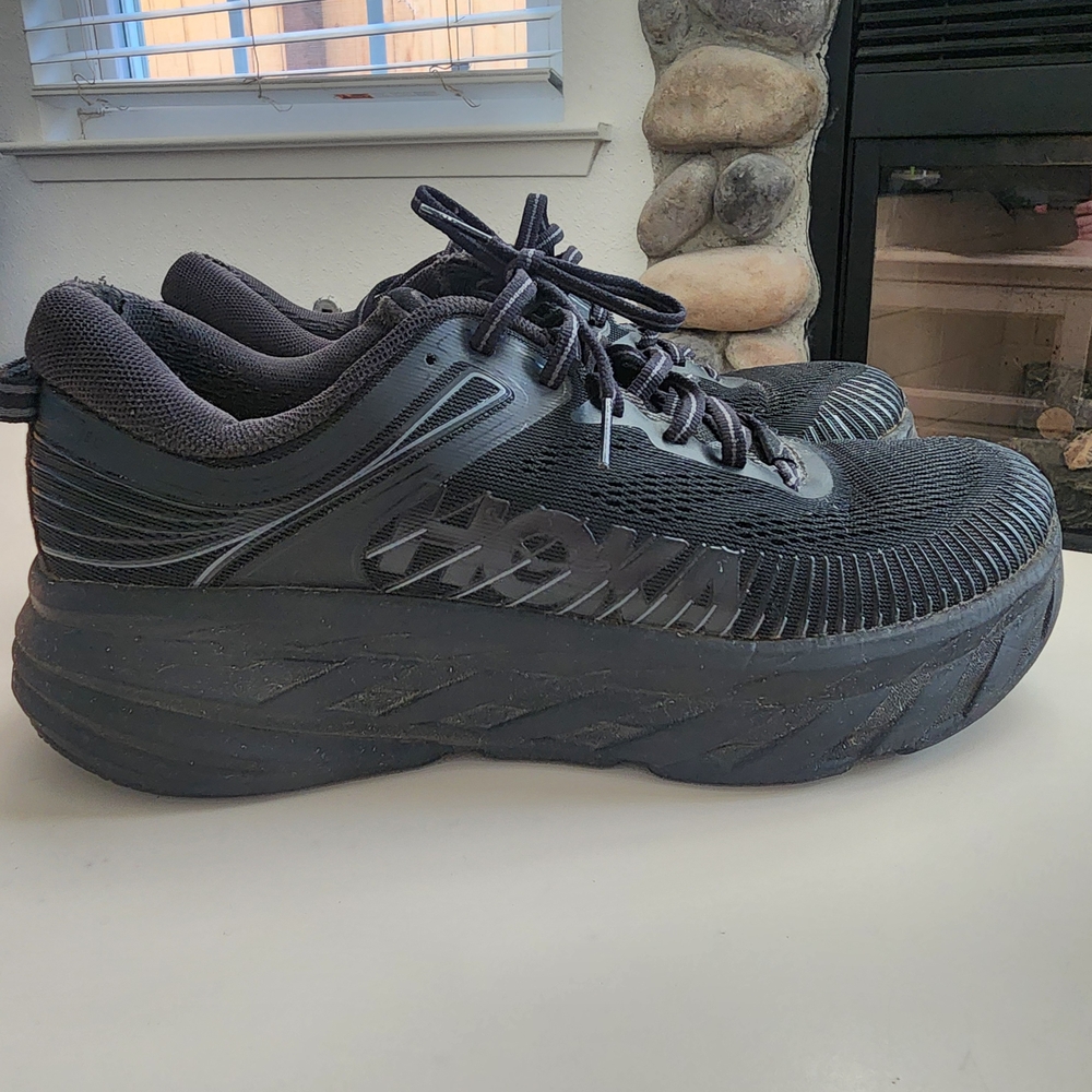 Hoka One One Bondi 7 REFLECTIVE Womens Size 9.5 Running Shoes Black Used